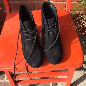 Clarks black suede wedge ankle boot